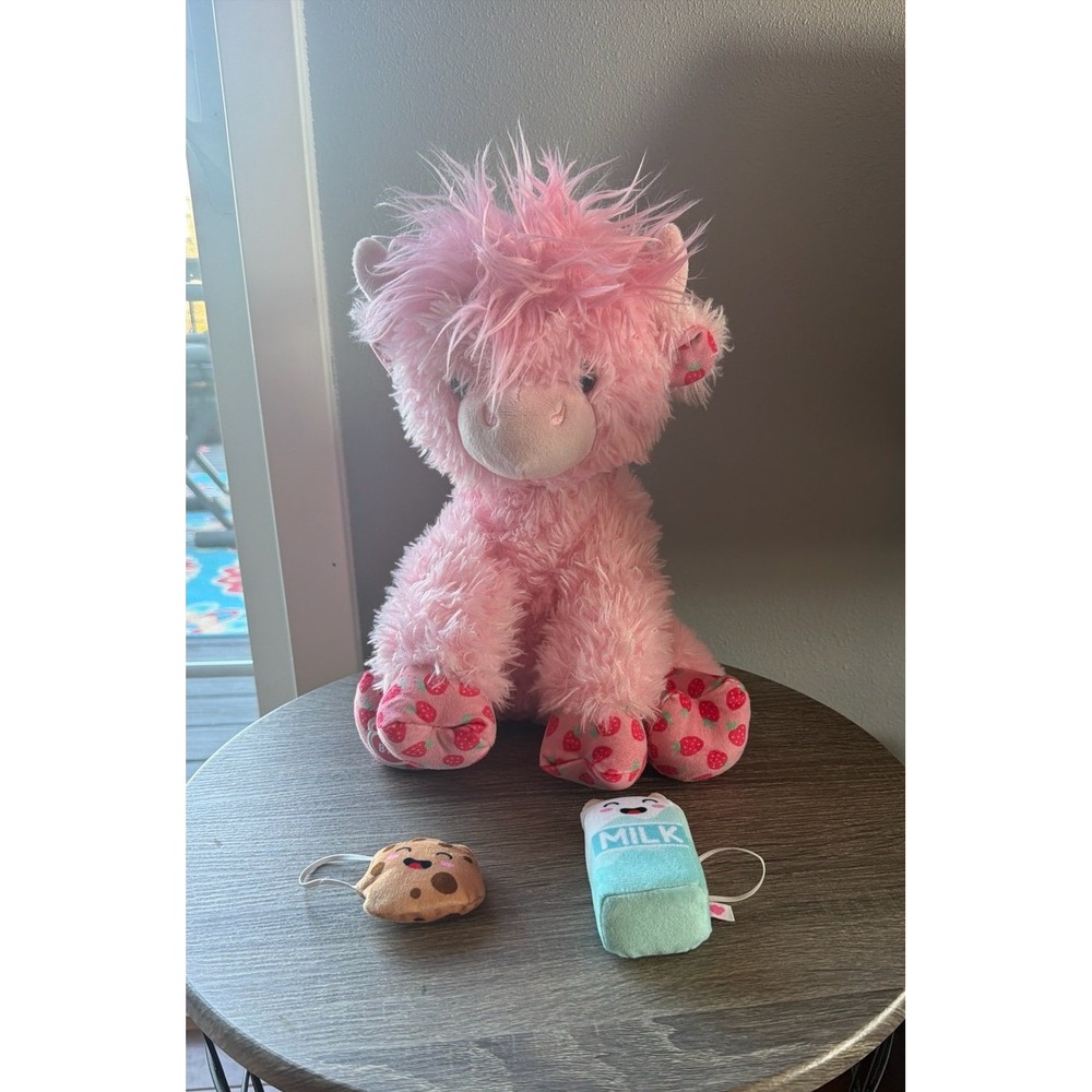 Build a Bear Strawberry Highland Cow  2024 Scented Plush Milk Cookies Accessory